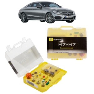 Kit trusa Set becuri H7 compatibila cu MERCEDES-BENZ C-CLASS Coupe (C205) din 2015-2023, bec far, semnalizare , pozitie, iluminare numar, frana, plafoniera, stop frana