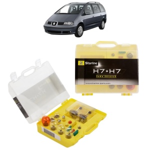 Kit trusa Set becuri H7 compatibila cu SEAT ALHAMBRA (7V8, 7V9) din 1996-2010, bec far, semnalizare , pozitie, iluminare numar, frana, plafoniera, stop frana