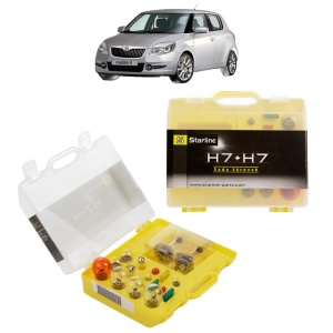 Kit trusa Set becuri H7 compatibila cu SKODA FABIA II (542) din 2006-2014, bec far, semnalizare , pozitie, iluminare numar, frana, plafoniera, stop frana