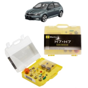 Kit trusa Set becuri H7 compatibila cu SKODA FABIA III (NJ3) din 2014-2021, bec far, semnalizare , pozitie, iluminare numar, frana, plafoniera, stop frana