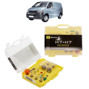 Kit trusa Set becuri H7 compatibila cu Volkswagen TRANSPORTER T5 Van (7HA, 7HH, 7EA, 7EH) din 2003-2015, bec far, semnalizare , pozitie, iluminare numar, frana, plafoniera, stop frana