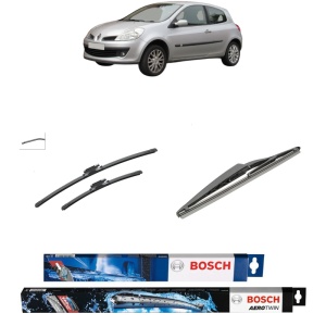 Set 3 stergatoare RENAULT CLIO III Hatchback Van (SB_, SR_) din 2005-2014, Bosch Aerotwin, din cauciuc siliconat rezistent