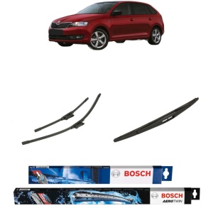 Set 3 stergatoare SKODA RAPID Spaceback (NH1) din 2012-2019, Bosch Aerotwin, din cauciuc siliconat rezistent