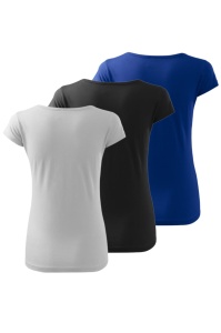 Set 3 tricouri simple dama din bumbac 100%, Elegant casual cu decolteu femei, Alb, Negru, Albastru regal 122 - Img 3