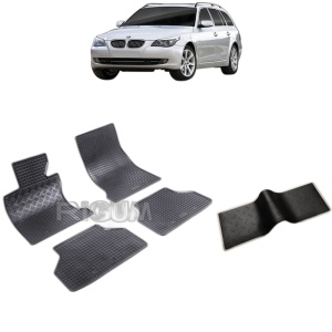 Set 5 covorase auto BMW SERIA 5 E61 din 06.2004 - 2010, cu covoras tunel median, Caroserie COMBI