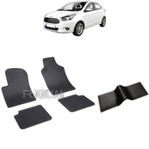 Set 5 covorase auto FORD KA II din 2009 - 08.2017, cu covoras tunel median, Caroserie HATCHBACK