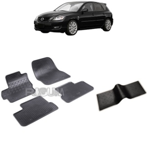 Set 5 covorase auto MAZDA 3 II din 05.2009 - 08.2013, cu covoras tunel median, Caroserie HATCHBACK