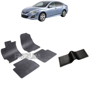 Set 5 covorase auto MAZDA 6 II din 2008 - 12.2012, cu covoras tunel median, Caroserie HATCHBACK