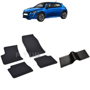 Set 5 covorase auto PEUGEOT 208 E- II din 01.2020 - 2026, cu covoras tunel median, Caroserie HATCHBACK