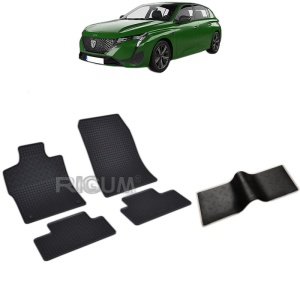 Set 5 covorase auto PEUGEOT 308 III PLUG-IN HYBRID din 12.2021 - 2026, cu covoras tunel median, Caroserie HATCHBACK