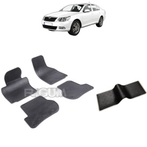 Set 5 covorase auto SKODA OCTAVIA II din 03.2004 - 01.2013, cu covoras tunel median, Caroserie HATCHBACK