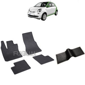 Set 5 covorase auto SMART FORFOUR II din 2014 - 2026, cu covoras tunel median, Caroserie HATCHBACK