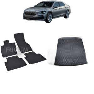 Set Covorase Auto Si Tavita Portbagaj SKODA SUPERB IV din 12.2023 - 2026, caroserie sedan, PORTBAGAJ INFERIOR, FARA PODEA REGLABILA PE INALTIME
