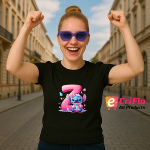 Tricou Alfabet Litera Z cu Stitch Roz fericit, explozie de culori, Negru, Unisex Dama si Barbat | Copii - Img 3
