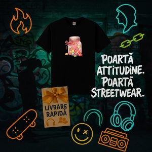 Tricou Borcan cu bomboane Negru, Copii | Dama | Barbat - Img 10