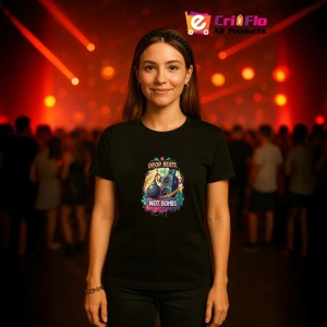 Tricou Drop Beats Not Bombs Design Urban, Copii | Dama | Barbat, culoare negru - Img 11