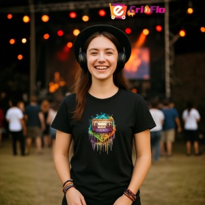Tricou Music On Cassette Stil Colorat, Copii | Dama | Barbat, culoare negru - Img 10