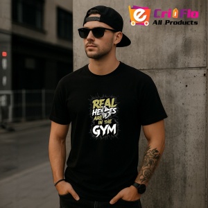 Tricou Real Heros Are In The Gym Contrast Puternic, Copii | Dama | Barbat, culoare negru - Img 6