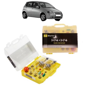 Kit trusa Set becuri H4 compatibila cu CHEVROLET AVEO / KALOS Hatchback (T200) din 2003-2008, bec far, semnalizare , pozitie, iluminare numar, frana, plafoniera, stop frana
