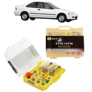 Kit trusa Set becuri H4 compatibila cu HONDA CIVIC V Coupe (EJ) din 1993-1996, bec far, semnalizare , pozitie, iluminare numar, frana, plafoniera, stop frana