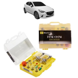 Kit trusa Set becuri H4 compatibila cu MAZDA 2 Hatchback (DL, DJ) din 2014-2021, bec far, semnalizare , pozitie, iluminare numar, frana, plafoniera, stop frana