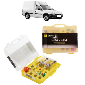 Kit trusa Set becuri H4 compatibila cu OPEL COMBO Box Body/MPV (71_) din 1994-2001, bec far, semnalizare , pozitie, iluminare numar, frana, plafoniera, stop frana