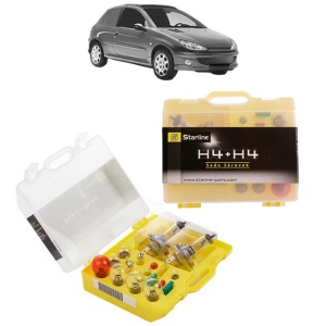 Kit trusa Set becuri H4 compatibila cu PEUGEOT 206 Van din 2001-2009, bec far, semnalizare , pozitie, iluminare numar, frana, plafoniera, stop frana