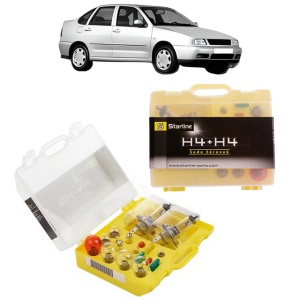 Kit trusa Set becuri H4 compatibila cu Volkswagen POLO III CLASSIC (6V2) din 1995-2006, bec far, semnalizare , pozitie, iluminare numar, frana, plafoniera, stop frana - Img 1