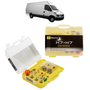 Kit trusa Set becuri H7 compatibila cu IVECO DAILY III Van din 1999-2007, bec far, semnalizare , pozitie, iluminare numar, frana, plafoniera, stop frana