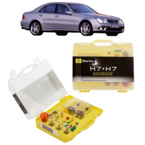 Kit trusa Set becuri H7 compatibila cu MERCEDES-BENZ E-CLASS (W211) din 2002-2008, bec far, semnalizare , pozitie, iluminare numar, frana, plafoniera, stop frana - Img 1