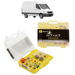 Kit trusa Set becuri H7 compatibila cu MERCEDES-BENZ SPRINTER 3,5-t Van (B906) din 2006-2018, bec far, semnalizare , pozitie, iluminare numar, frana, plafoniera, stop frana