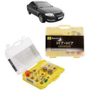 Kit trusa Set becuri H7 compatibila cu NISSAN ALMERA Classic (B10) din 2006, bec far, semnalizare , pozitie, iluminare numar, frana, plafoniera, stop frana - Img 1