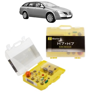 Kit trusa Set becuri H7 compatibila cu NISSAN PRIMERA Estate (WP12) din 2002-2007, bec far, semnalizare , pozitie, iluminare numar, frana, plafoniera, stop frana