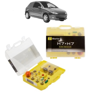 Kit trusa Set becuri H7 compatibila cu PEUGEOT 206 Van din 2001-2009, bec far, semnalizare , pozitie, iluminare numar, frana, plafoniera, stop frana