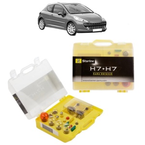 Kit trusa Set becuri H7 compatibila cu PEUGEOT 207 (WA_, WC_) din 2006-2015, bec far, semnalizare , pozitie, iluminare numar, frana, plafoniera, stop frana
