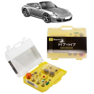 Kit trusa Set becuri H7 compatibila cu PORSCHE 911 Convertible (997) din 2005-2009, bec far, semnalizare , pozitie, iluminare numar, frana, plafoniera, stop frana