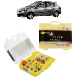 Kit trusa Set becuri H7 compatibila cu RENAULT CLIO III Grandtour (KR0/1_) din 2007-2014, bec far, semnalizare , pozitie, iluminare numar, frana, plafoniera, stop frana