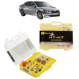 Kit trusa Set becuri H7 compatibila cu SKODA SUPERB III (3V3) din 2015-2024, bec far, semnalizare , pozitie, iluminare numar, frana, plafoniera, stop frana
