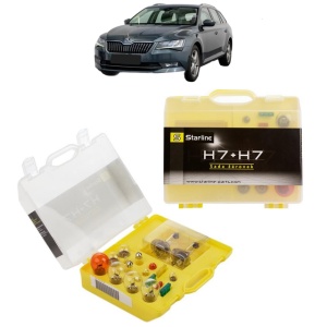 Kit trusa Set becuri H7 compatibila cu SKODA SUPERB III Estate (3V5) din 2015-2024, bec far, semnalizare , pozitie, iluminare numar, frana, plafoniera, stop frana