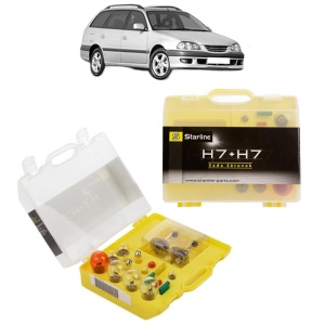 Kit trusa Set becuri H7 compatibila cu TOYOTA AVENSIS Estate (_T22_) din 1997-2003, bec far, semnalizare , pozitie, iluminare numar, frana, plafoniera, stop frana