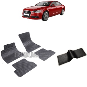 Set 5 covorase auto AUDI A6 C7 din 03.2011 - 05.2018, cu covoras tunel median, Caroserie SEDAN