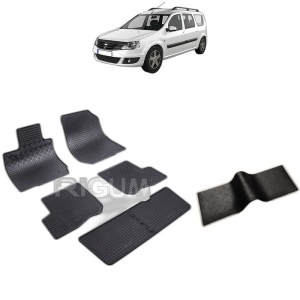 Set 5 covorase auto DACIA LOGAN MCV LOGAN I MCV din 01.2007 - 08.2013, cu covoras tunel median, Caroserie COMBI 7 LOCURI