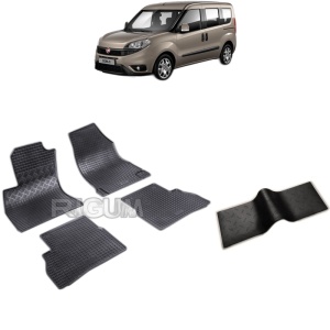 Set 5 covorase auto FIAT DOBLO II din 2010 - 06.2022, cu covoras tunel median, Caroserie VAN 5 LOCURI