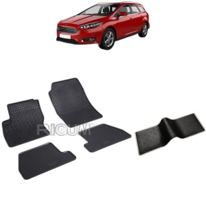 Set 5 covorase auto FORD FOCUS III din 03.2011 - 08.2018, cu covoras tunel median, Caroserie COMBI