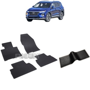 Set 5 covorase auto HYUNDAI SANTA FE IV din 08.2018 - 2020, cu covoras tunel median, Caroserie SUV