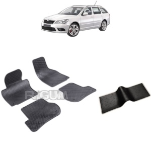 Set 5 covorase auto SKODA OCTAVIA II din 2004 - 04.2013, cu covoras tunel median, Caroserie COMBI