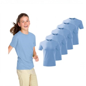 Set 5 Tricouri pentru copii albastru deschis din bumbac 100% , tricouri scoala, tricouri bune - Img 1