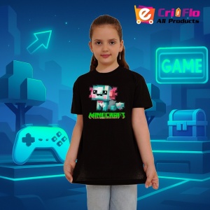 Tricou Minecraft Axolotl Albastru 2 Tricou Negru Copii | Dama | Barbat - Img 1