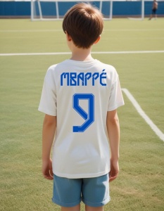 Tricou Personalizat pentru Copii cu Mbappe la 9 Real Madrid - Cadou Ideal pentru Fanii Fotbalului - Mbappe 9 Real Madrid Tricou Copii - Img 1