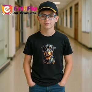 Tricou Rottweiler Geometric Realist, Copii | Dama | Barbat, culoare negru - Img 10